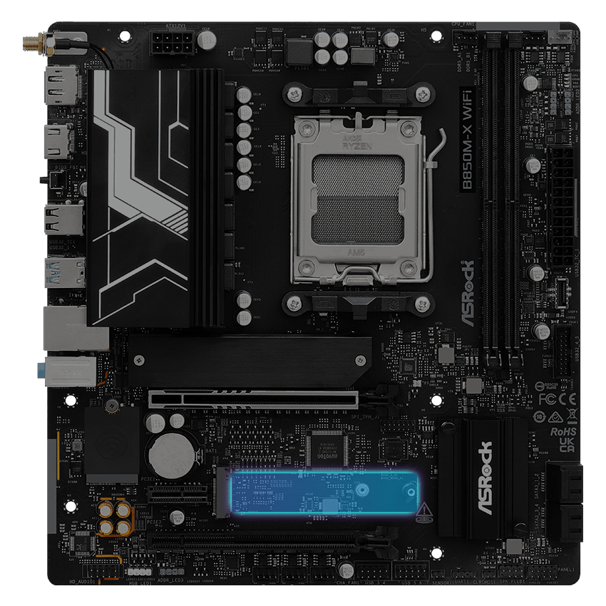 ASRock B850M-X WiFi R2.0 AM5 AMD B850 SATA 6Gb/s USB 3.2 Dual